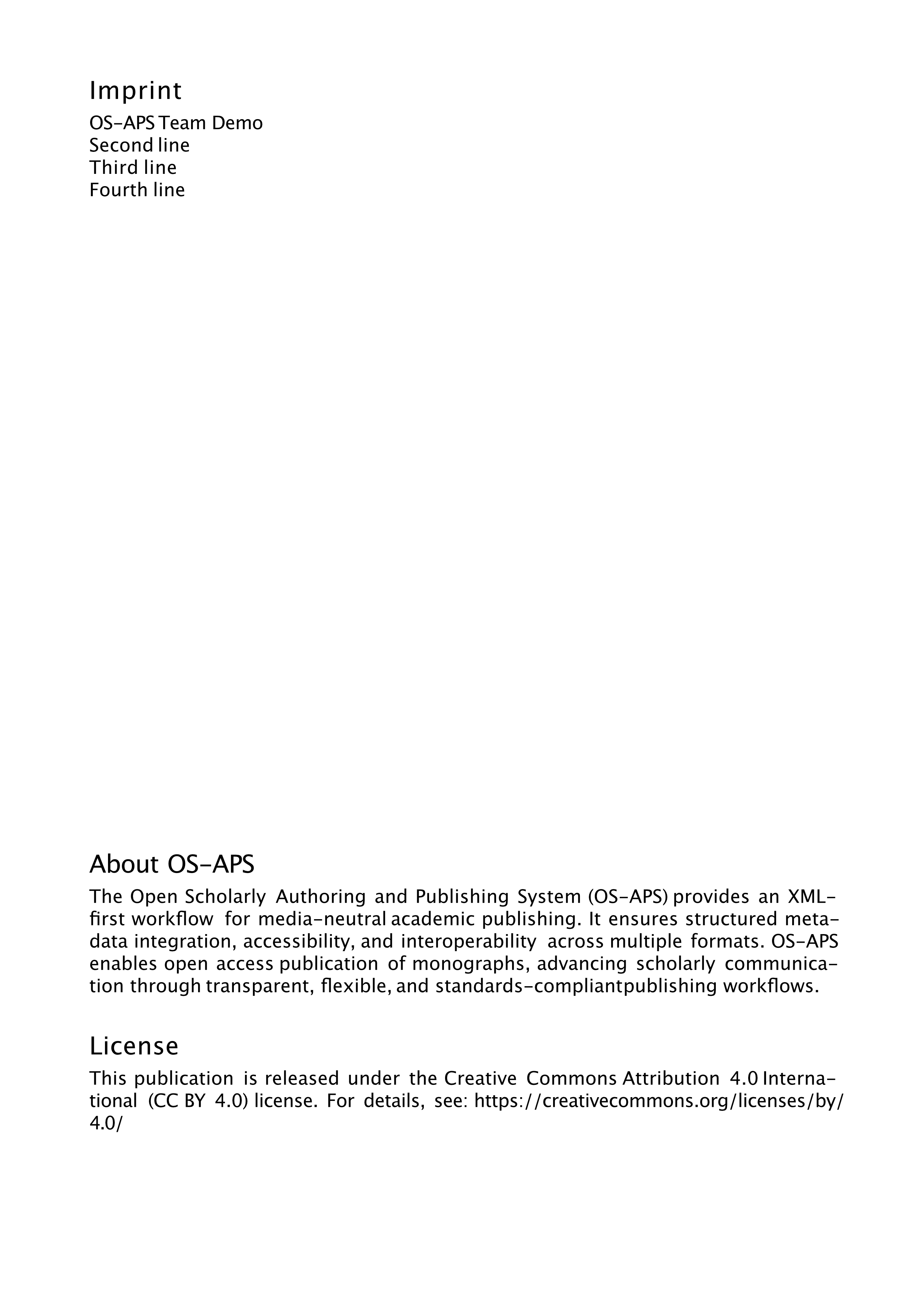Monograph imprint page layout