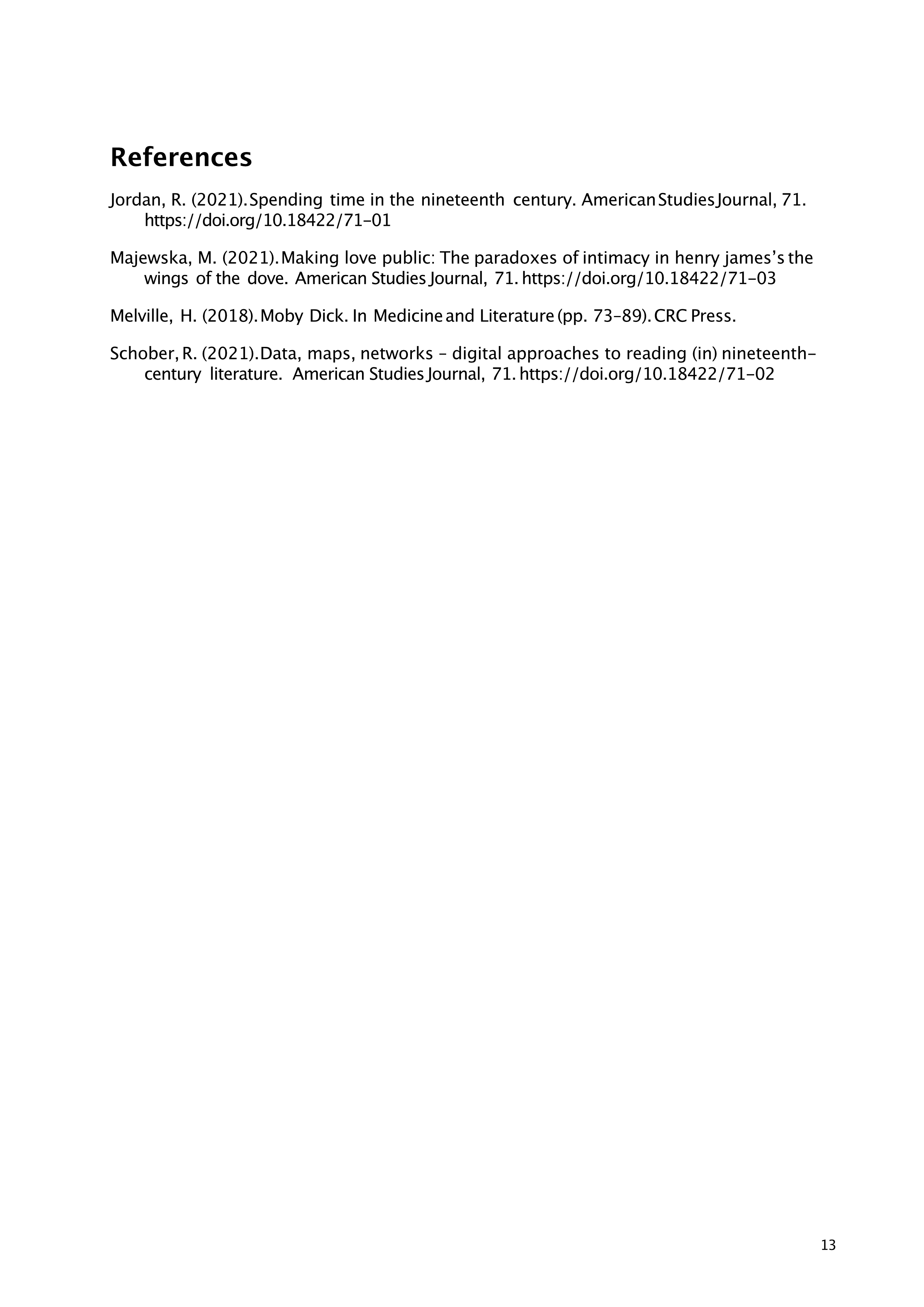 Reference list formatting